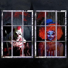 2 Pack Halloween Ghost Curtain Decorations Halloween Window Scary Male Female...