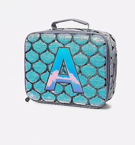NWT Justice Girls Mermaid Initial~M Lunch Tote & Pencil Case - Picture 2 of 4