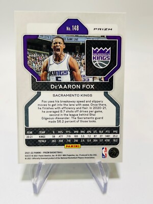 DE'AARON FOX 2021-22 Panini Prizm SILVER PRIZM Kings #148 | eBay