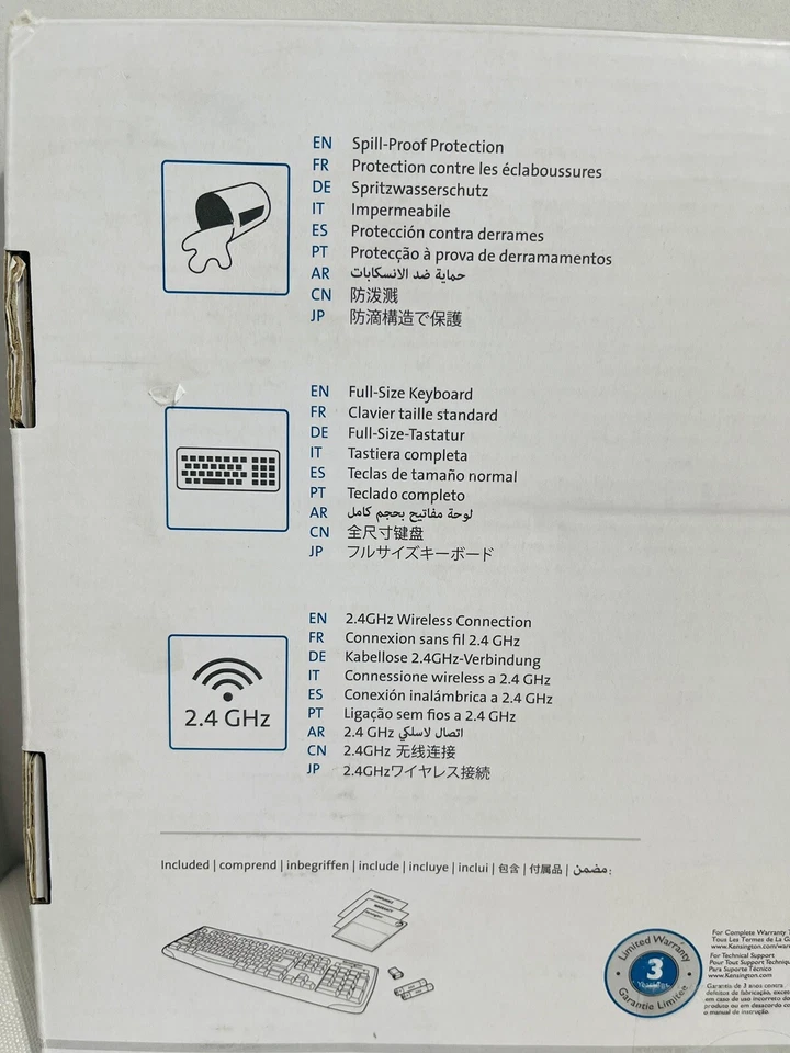 Brand New Kensington Pro Fit Wireless Keyboard Spill-proof 18.4x 8 x 1 1/4 Black - Image 4 of 4