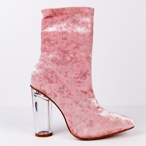pink crushed velvet boots