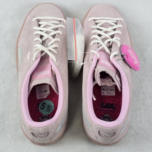 Puma x LOL Surprise Size 6.5C Shoes Pink Suede Kitty Queen Jr Iridescent Silver - Picture 7 of 16