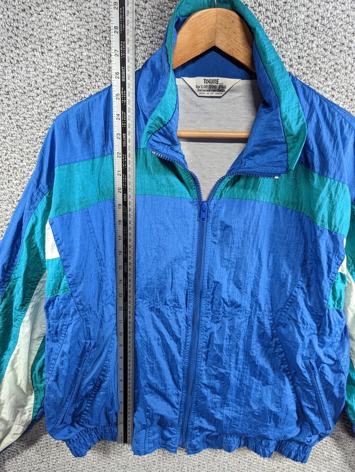 Chaqueta de Pista Rompevientos a Rayas TOWNE by LONDON FOG Vintage Años 80 Años 90 para Hombre - M Foto 3 de 4