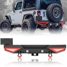 Rear Bumper W/ Detachable License Plate Frame For 2007-2018 Jeep Wrangler JK JKU