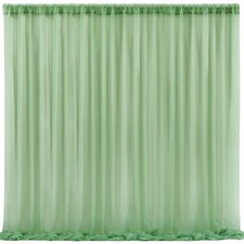10x10 Green Tulle Backdrop Curtains for Parties Sheer Backdrop Curtain Weddin...