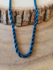 Stainless Steel Rope Chain Necklace - Rope Chain Biker 4mm Necklace Blue Plated