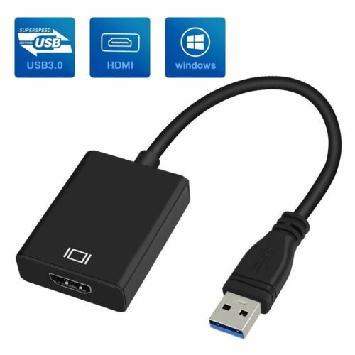 bendición molestarse Mentalmente Adaptador de cable convertidor HD USB 3.0 macho a HDMI hembra negro | eBay