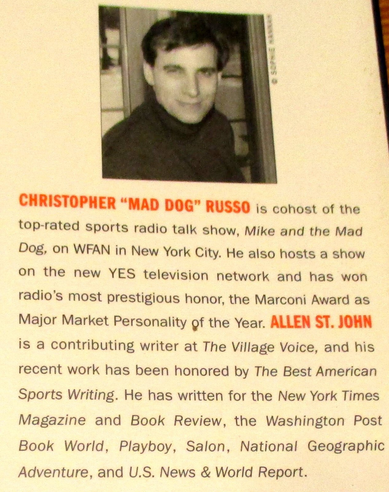 2003 The Mad Dog Greatest Sports Arguments of All Time Christopher Russo SIGNED
