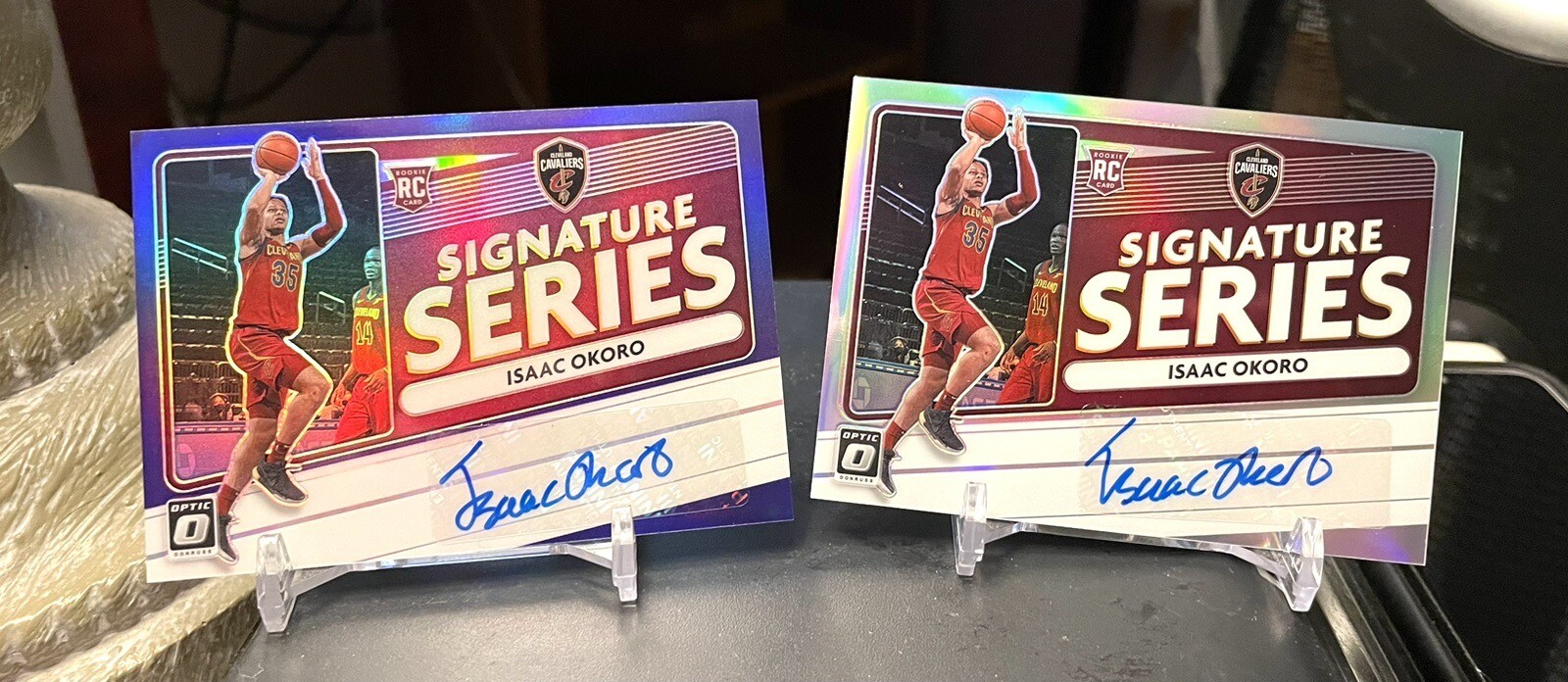 2020-21 Donruss Optic Prizm & Purple Signature Series Isaac Okoro RC Rookie AUTO