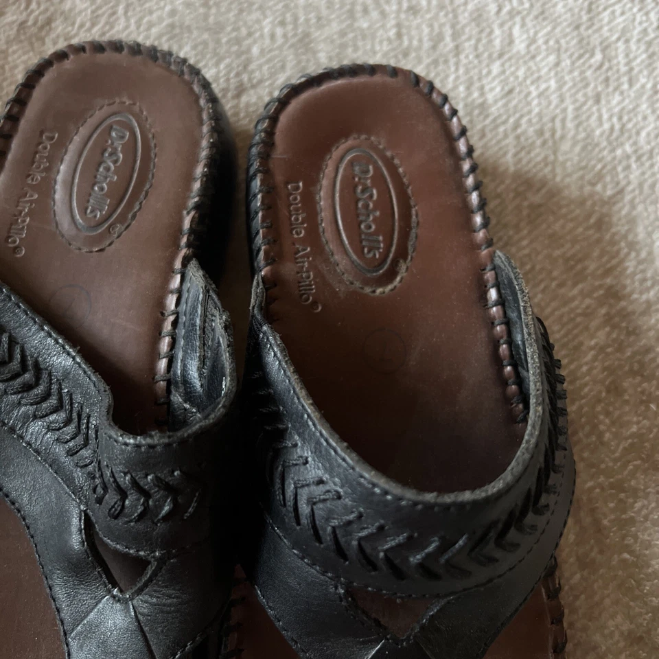 Сандалии-шлепанцы Dr. Scholl's коричневые/черные кожаные двойные воздушные подушки женские размер 7 - Изображение 4 из 4