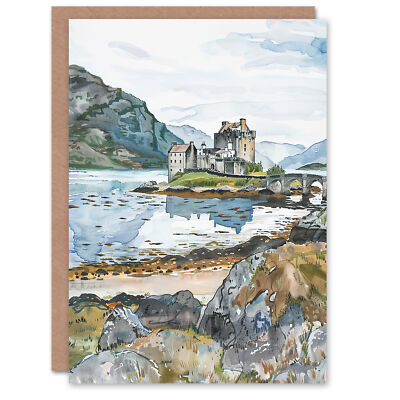 Grußkarte Eilean Donan Schloss Loch See Schottland Landschaft Geburtstag