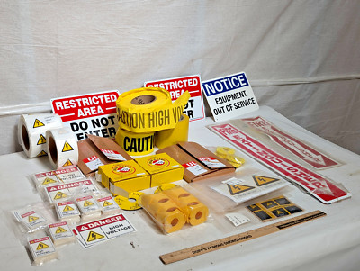 Industrial Worksite Safety Signs Stickers Caution, Restricted, High Voltage