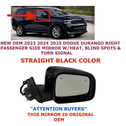 OEM 2023 2024 2025 Dodge Durango right side mirror W/HEAT & BLIND SPOT BLACK