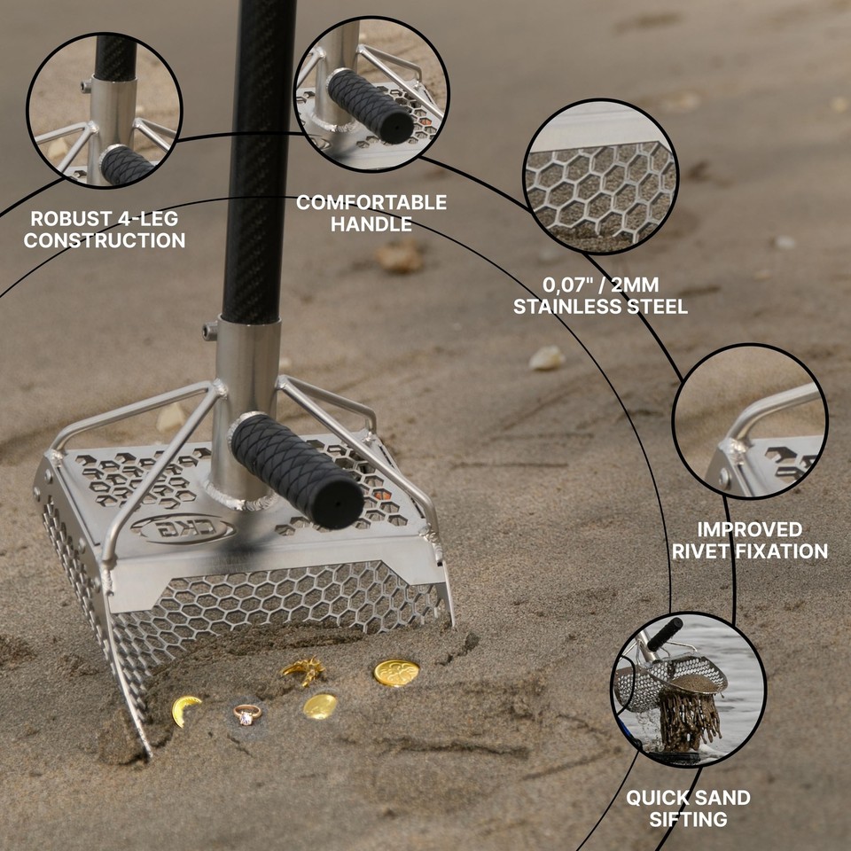 CKG Sand Scoops for Beach Metal Detecting Stainless Steel Beach Metal