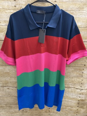G/FORE Colorblock Striped Performance Golf Polo Mens Sz XL (G4MF21K40)
