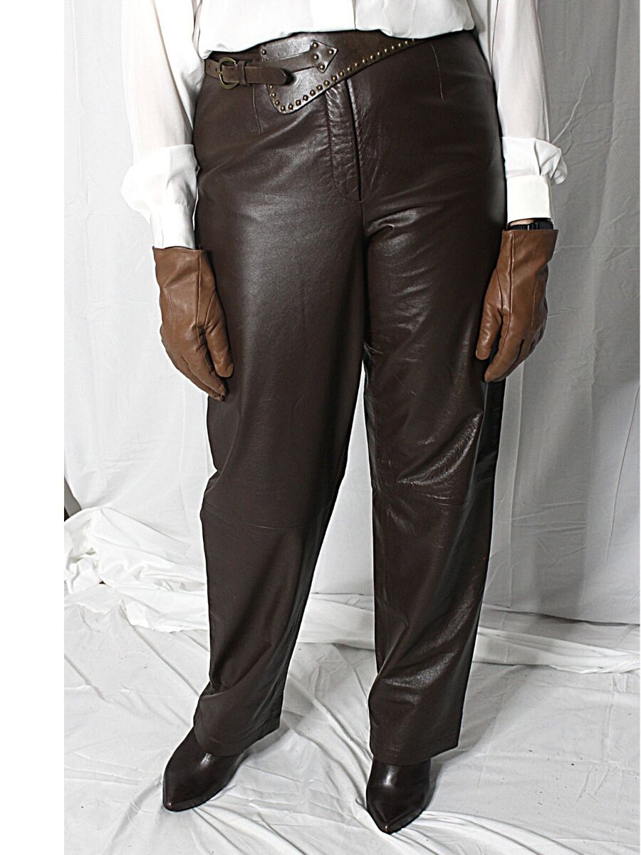 Womens Leather Pants Brown 10-12 SOFT Lambskin Vintage 80s Womens Leather Pants Brown 10-12 SOFT Lambskin Vintage 80s