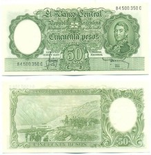 ARGENTINA NOTE 50 PESOS (1967) MASTROPIERRO-MICELE SUFFIX B B# 2021 P 271b UNC