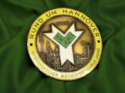 Old German Badge 1966 Plakette Hannover ADAC Rally Porsche Mercedes VW #447