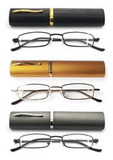 EYE ZOOM Slim Compact Lightweight Tube Reading Glasses with Portable Clip Case