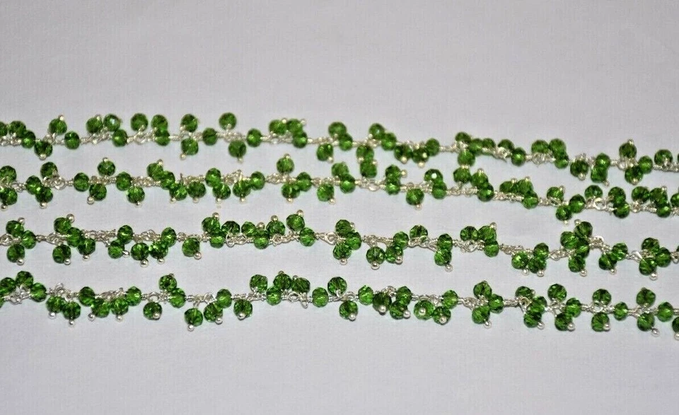 Cadena rosario racimo fabricación joyería cuentas facetadas verdes de 3 mm, cadena colgante con cuentas Foto 4 de 4