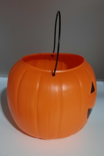 8" Jack O Lantern Blow Mold Pumpkin Trick or Treat Candy Pail - Picture 2 of 6
