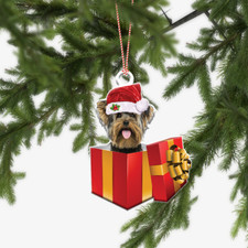 Yorkshire Terrier Dog Merry Christmas Ornament, Yorkie Dog Santa Xmas Ornament