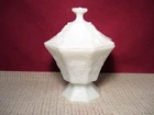 Anchor Hocking Vintage Pattern Milk Glass Covered Candy Dish