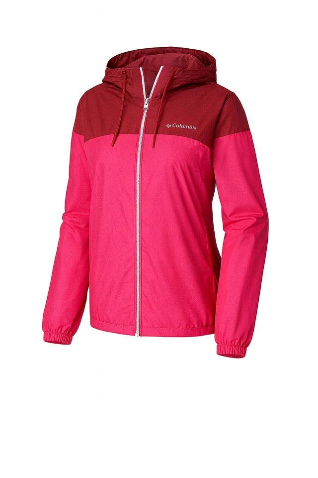 Columbia Women’s Flash Forward Fleece Lined Windbreaker Jacket Pink Hooded Sizes - Image 2 of 3