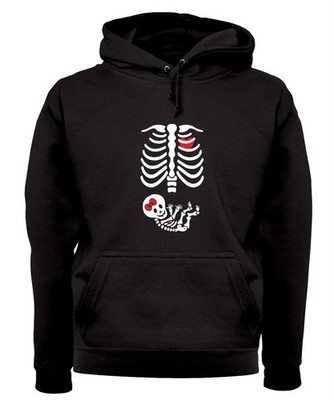 Skeleton Baby Girl Pregnant - Adult Hoodie / Sweater - Halloween Funny Pregnancy