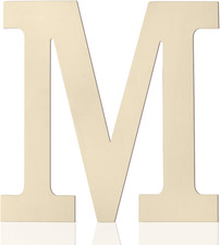 Wooden Letters 12 Inch M, 1/5 Inch Thick Large Wooden Letters for Wall Decor Unf