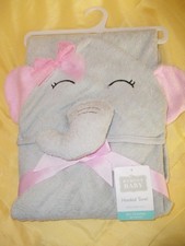 Hudson Baby Hooded Towel 57057 Pretty Elephant 33"x33" 100 cotton terry new
