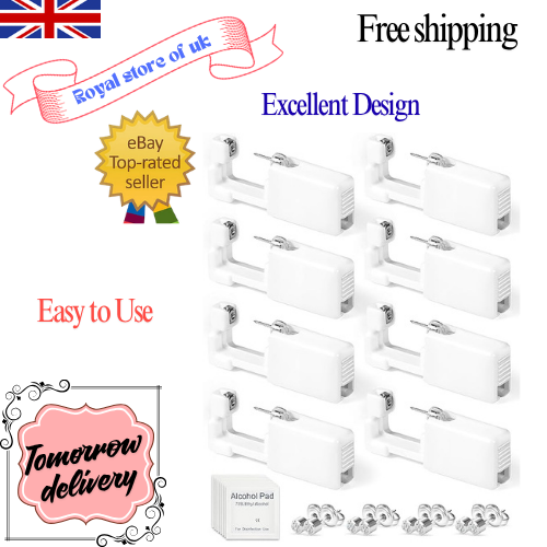 8pcs Ear Piercing Gun,Painless Disposable Self Ear Piercing Kit with Ear Studs,