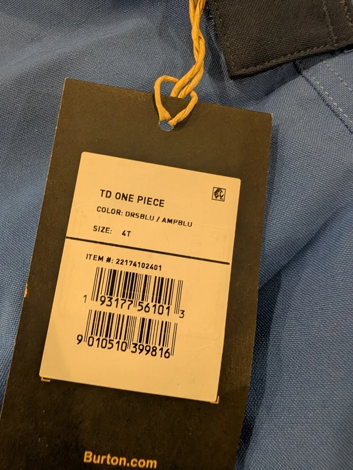 Burton 2L niño una pieza esquí/traje de nieve, talla 4T, nuevo con etiquetas Foto 3 de 4