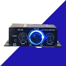 Power Amplifier DC12V Music Receiver AMP Dual Channel Bass Treble Subwoofer