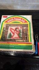 vintage Latch Hook Rug Yarn Kits Inc Angel Crafts Christmas Holiday 12"x12" NEW