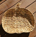 Robert Stanley Pumpkin Tray Basket Decor Woven Rafia Beige 19x17x3" NEW with Tag
