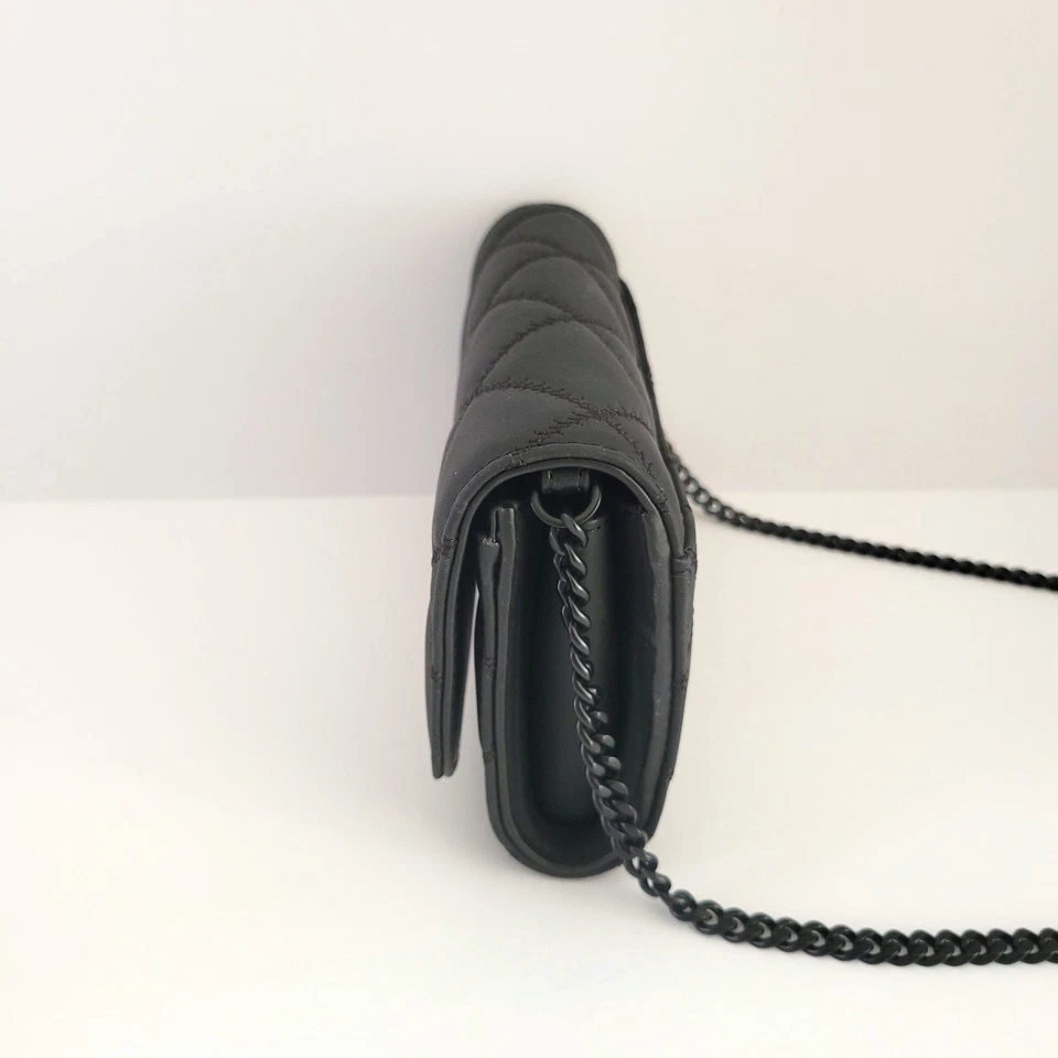 Tory Burch Willa Chain Wallet Crossbody Quilted Black Clutch Bag 150059 - Image 4 of 4