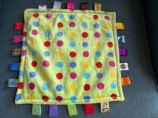 TAGGIES Green Orange Polka Dots Plush Satin Tags Security Blanket Lovey