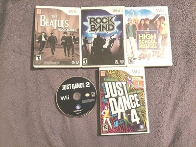 NINTENDO WII GAME (LOT 5) ''READ'' BEATLES ROCKBAND/RCKBND/JUST DANCE 2 & 4 TESTED