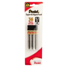 Pentel Lead Refills 0.5mm 2B, Black, 12 Leads per Tube C505-2B 0.5mm, Black