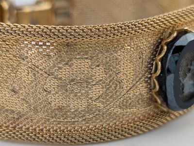 Vintage Intaglio Hemitate Cameo Gold Mesh Belt Vintage Gold Metal Mesh Belt, Glam Disco Style, 24-27 Inch  main image 3
