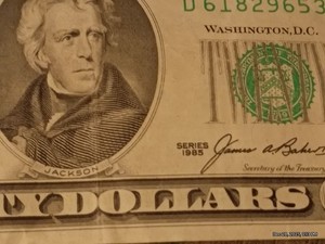 1985 $20 Dollar Bill In Good Condition