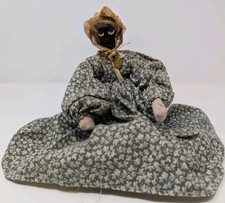 Antica bambola di stoffa fatta a mano - arte popolare fine XIX secolo - abito originale