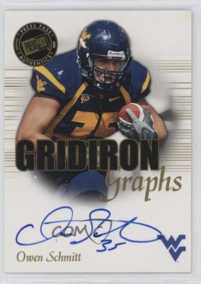 2008 Press Pass SE Gridiron Graphs Owen Schmitt #GG-OS Auto 19bs