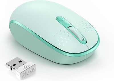 TECKNET Wireless Mouse 2.4G Quiet USB Receiver 1600 DPI Mint Green