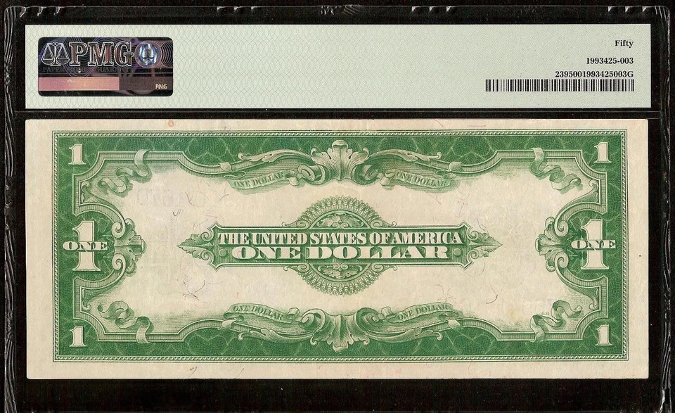 KEY Fr 239 WOODS TATE 1923 $1 LARGE SILVER CERTIFICATE DOLLAR NOTE MONEY PMG 50 - Image 2 of 2