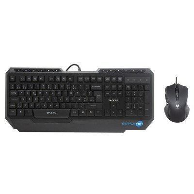 Rapoo V100 Membrane Keyboard & Optical Mouse Combo, Black, USB, AZERTY