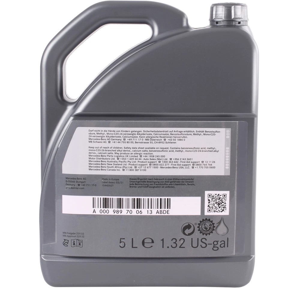 ACEITE DE MOTOR ORIGINAL OE 5W-30 7L para MERCEDES SYNTETIC MB 229.52 ACEITE 5W30 CAMBIO DE ACEITE - Imagen 3 de 4