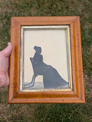 2x Antique 19th C Gold Highlighted Silhouette Portrait Lady by Samuel Metford - Picture 22 of 24