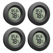 4-Pack Mini Hygrometer Thermometer, Indoor Temperature Humidity Monitor Black